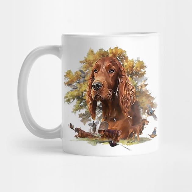 Irish Setter by German Wirehaired Pointer 